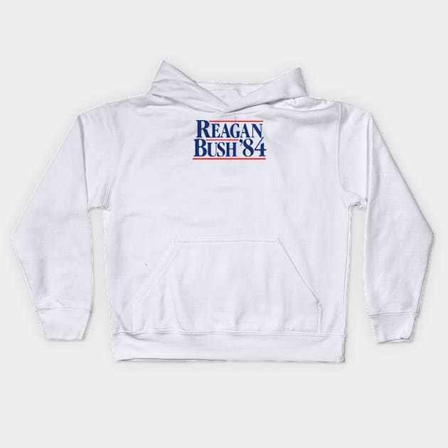 Vintage 80s Stranger Things Reagan Bush 84 Kids Hoodie by qpdesignco